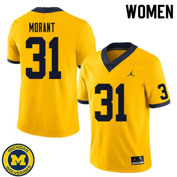 Women's Michigan Wolverines #31 Jordan Morant Yellow Official Game Jersey